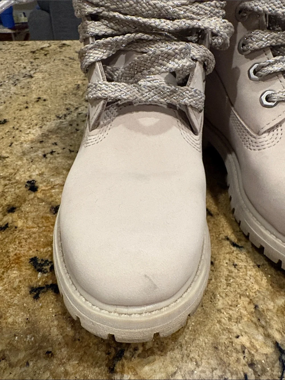 Timberland Women's Beige Lace-Up Winter Boots with Faux Fur Collar